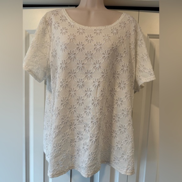 Covington Tops - Covington cream semi sheer blouse top 16W 18W